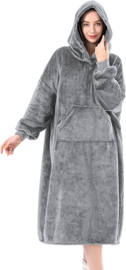 Wearable Blanket Hoodie for Women/Kids/Men, Oversized & Cozy Sherpa Lined Hoodie Sweatshirt Blanket